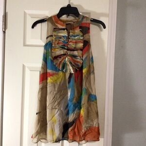 2/$9, 4/$15 Blue Tassel artsy silk blouse Anthropologie